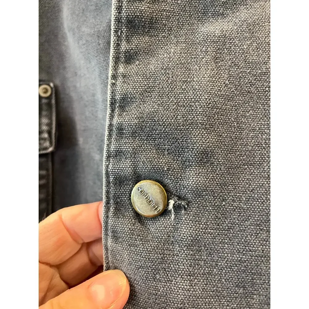 VTG Carhartt CO2PLT Blanket Lined Chore Jacket Men 2XL Aztec Grunge Blue Collar